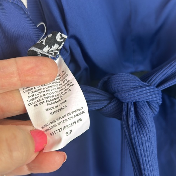 New nwt Becca Fine Line Rib One-Piece Swimsuit deep blue S - Picture 7 of 10